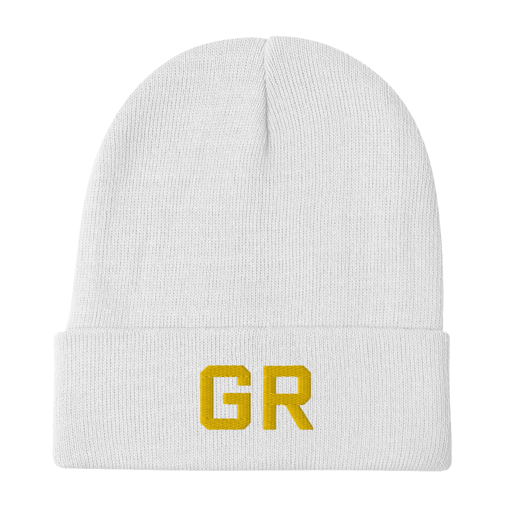 Grand Rapids 'GR' Winter Beanie (Athletic Font) | Gold Embroidery - Circumspice Michigan