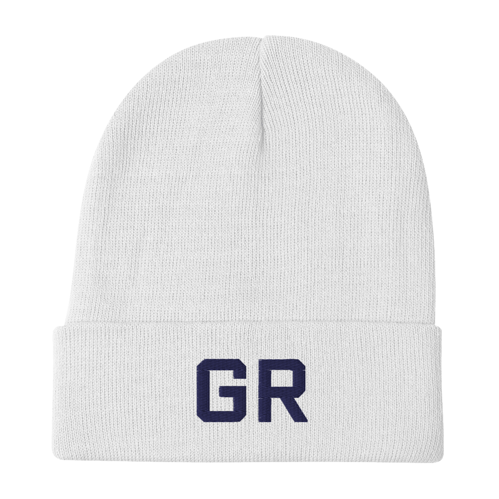 Grand Rapids 'GR' Winter Beanie (Athletic Font) | White Embroidery - Circumspice Michigan