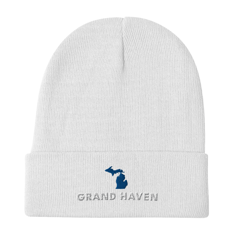 'Grand Haven' Winter Beanie (w/ Michigan Outline) - Circumspice Michigan