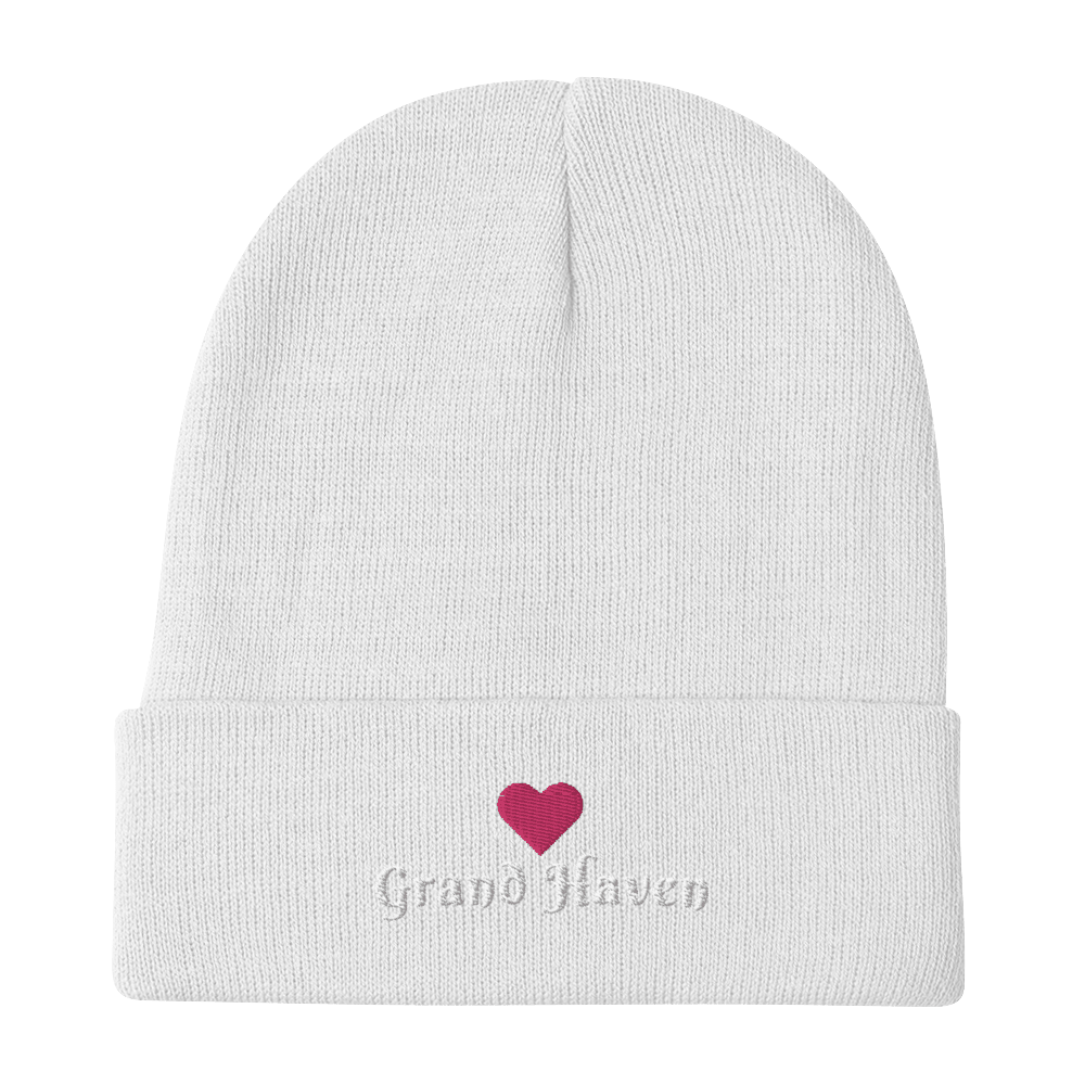 'Grand Haven' Winter Beanie (w/ Heart Outline) - Circumspice Michigan