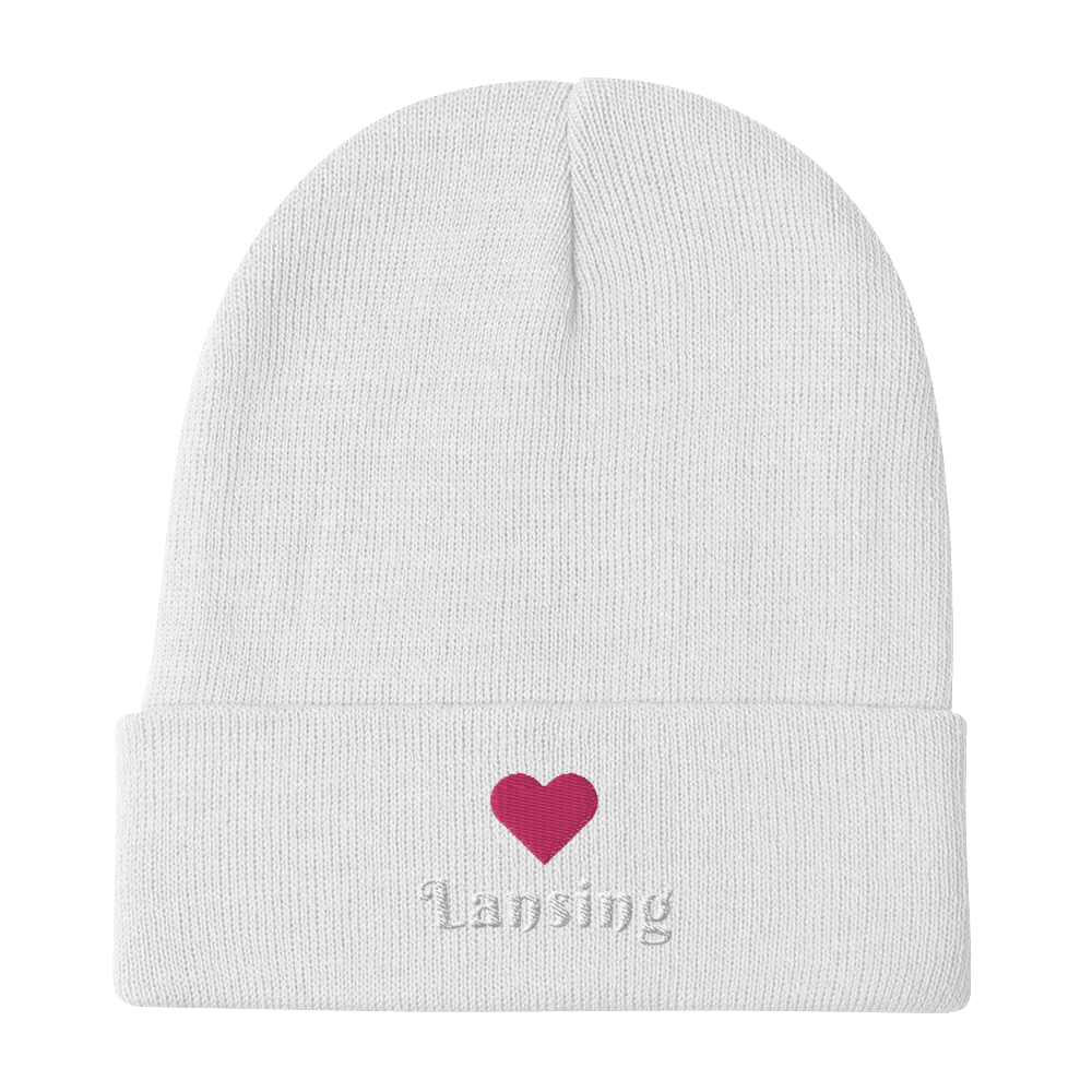 'Lansing' Winter Beanie (w/ Heart Outline) - Circumspice Michigan