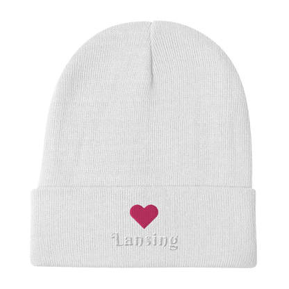 'Lansing' Winter Beanie (w/ Heart Outline) - Circumspice Michigan