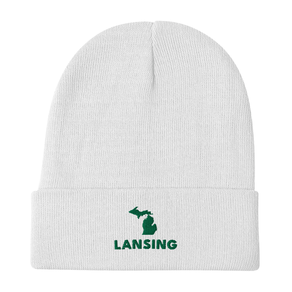 'Lansing' Winter Beanie (w/ Michigan Outline) - Circumspice Michigan