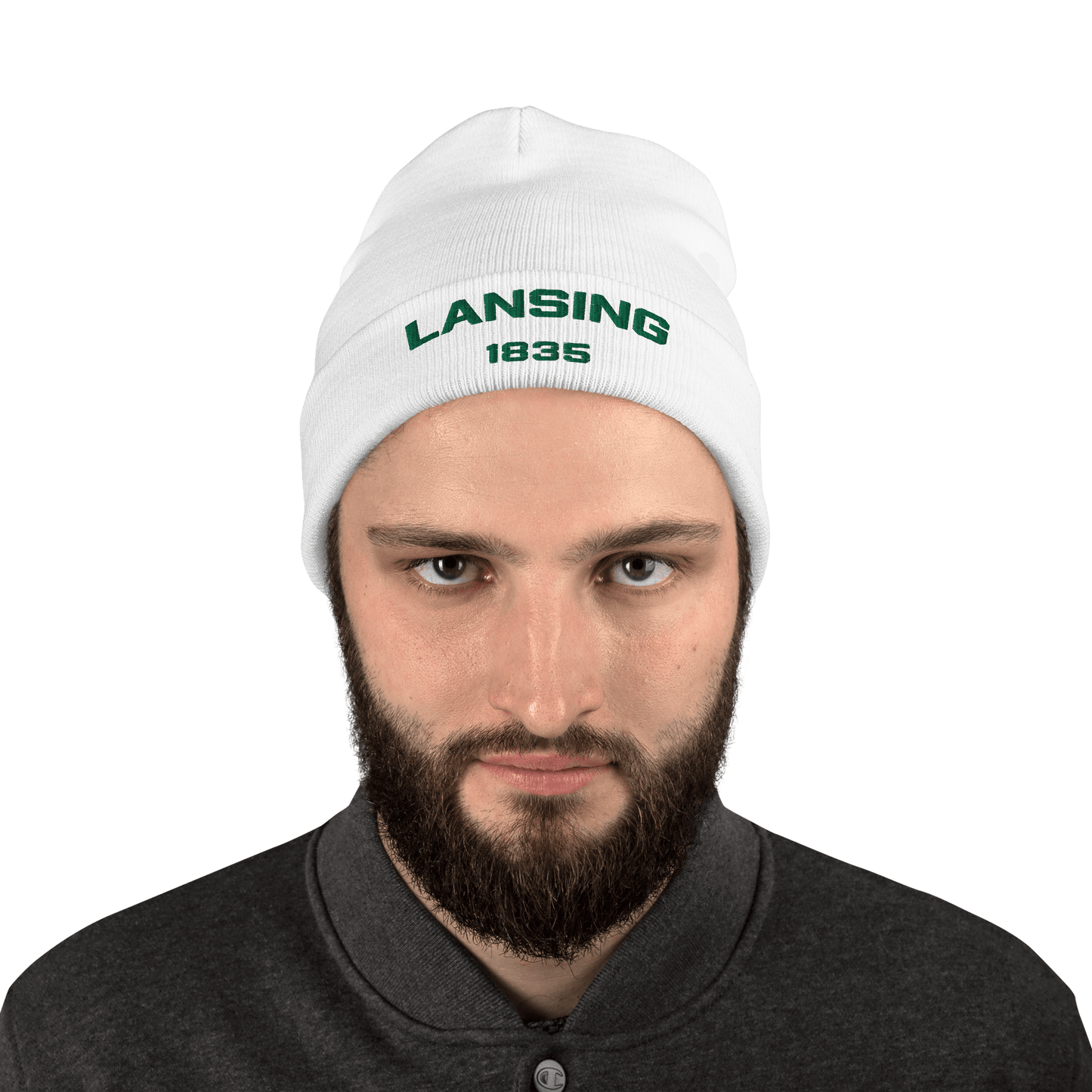 'Lansing 1835' Winter Beanie | Green Embroidery - Circumspice Michigan