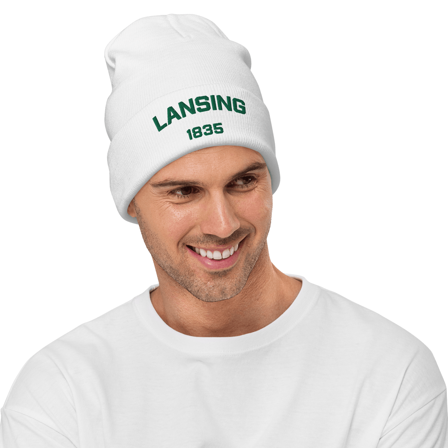 'Lansing 1835' Winter Beanie | Green Embroidery - Circumspice Michigan