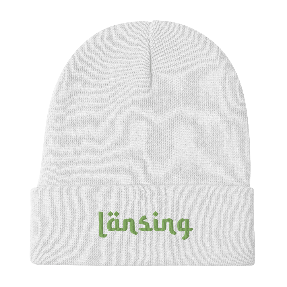 'Lansing' Winter Beanie (Arabic-Style Font) | Green Embroidery - Circumspice Michigan