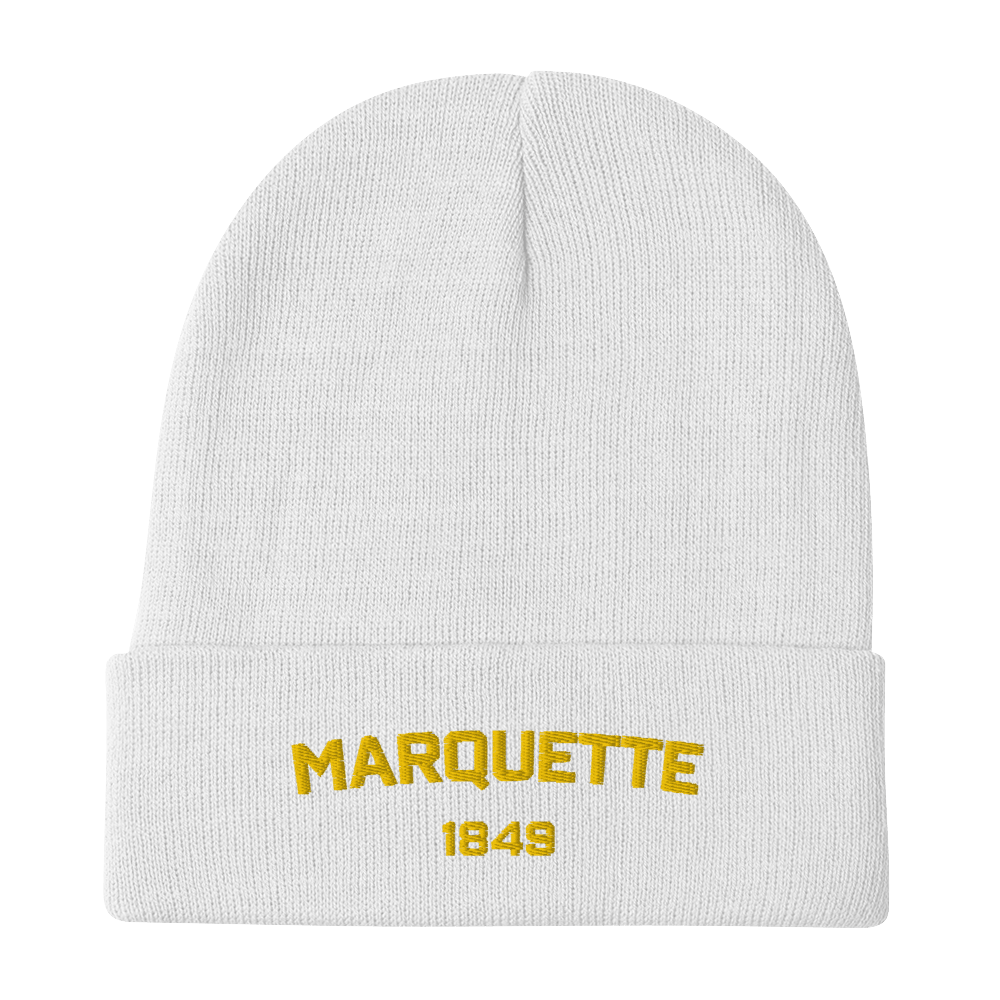 'Marquette EST 1849' Winter Beanie | Gold Embroidery - Circumspice Michigan