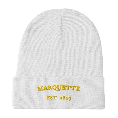 'Marquette EST 1849' Winter Beanie | Gold Embroidery - Circumspice Michigan