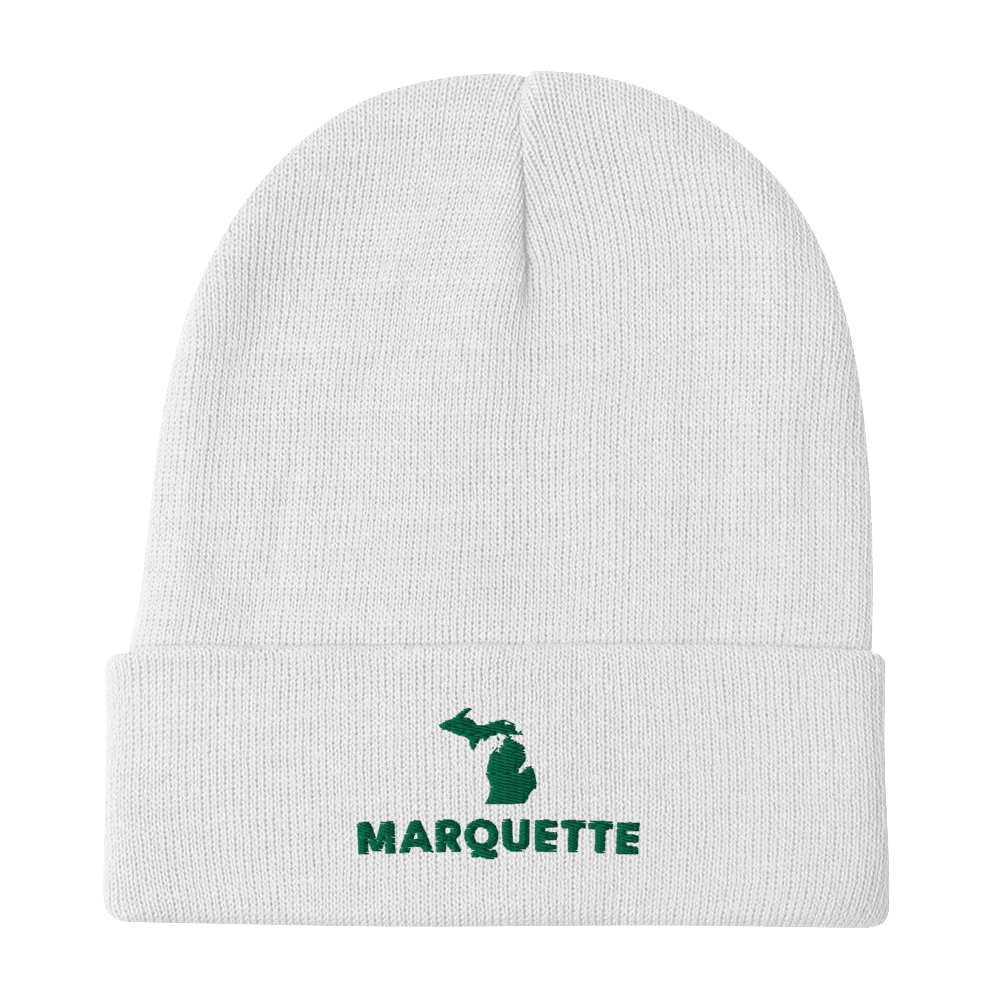 'Marquette' Winter Beanie (w/ Michigan Outline) - Circumspice Michigan