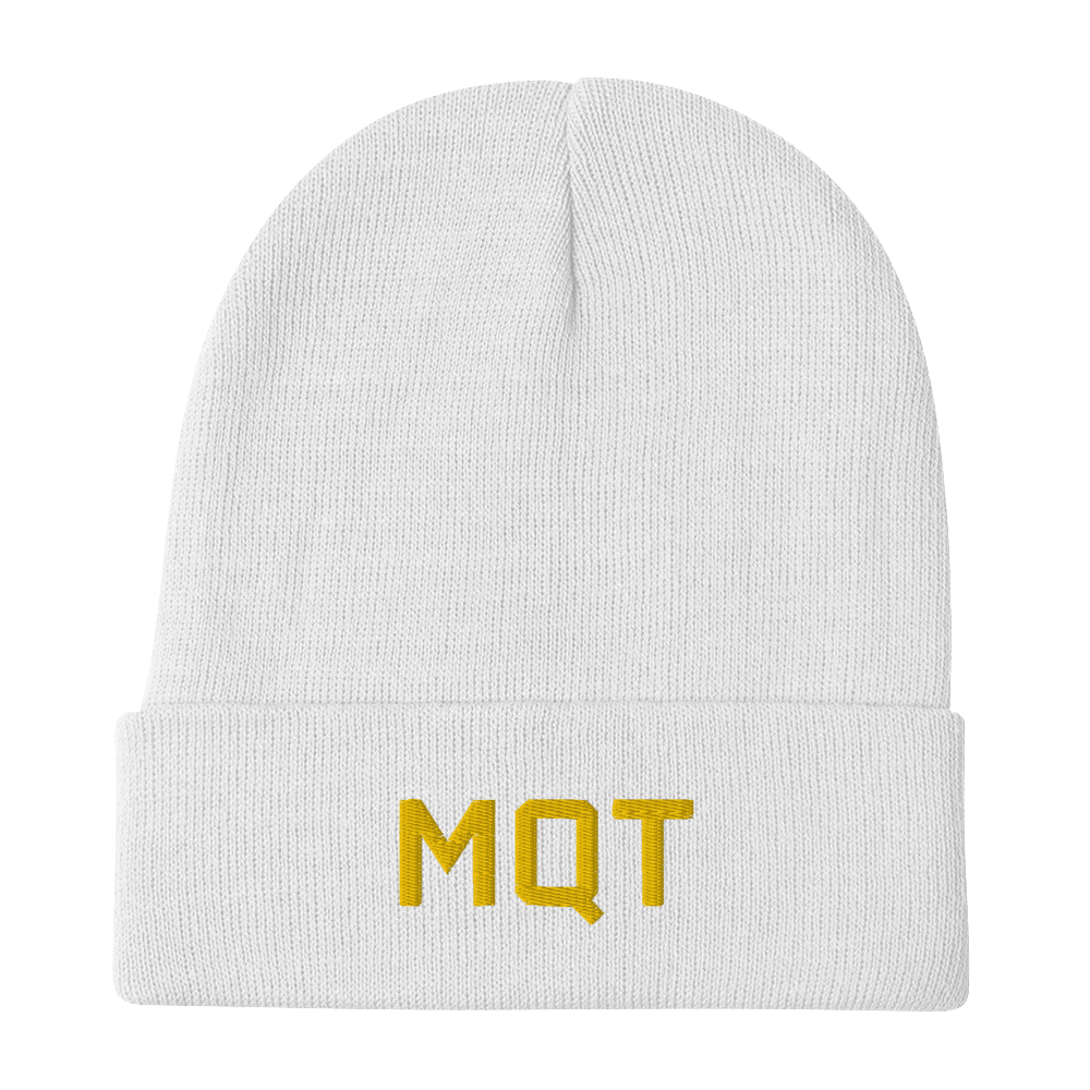 Marquette 'MQT' Winter Beanie (Athletic Font) | Gold Embroidery - Circumspice Michigan