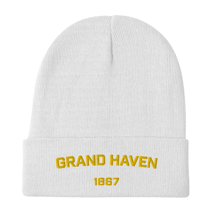 'Grand Haven 1867' Winter Beanie | Gold Embroidery - Circumspice Michigan