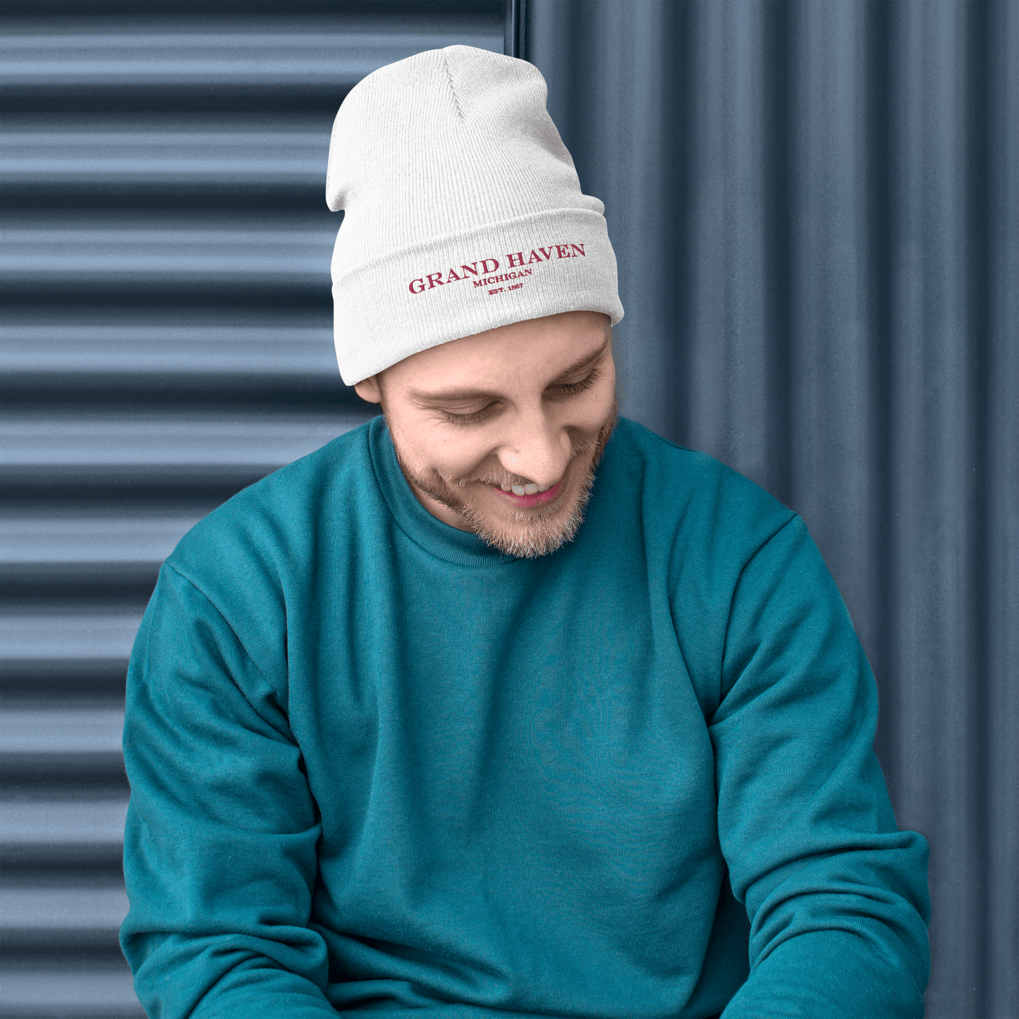 'Grand Haven Michigan EST 1867' Winter Beanie | Pink Embroidery - Circumspice Michigan