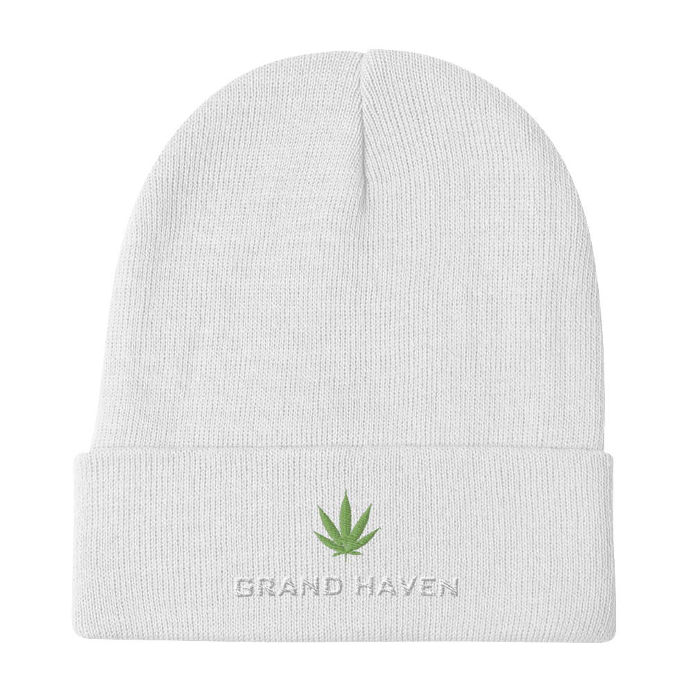 'Grand Haven' Winter Beanie (w/ Cannabis Leaf) - Circumspice Michigan