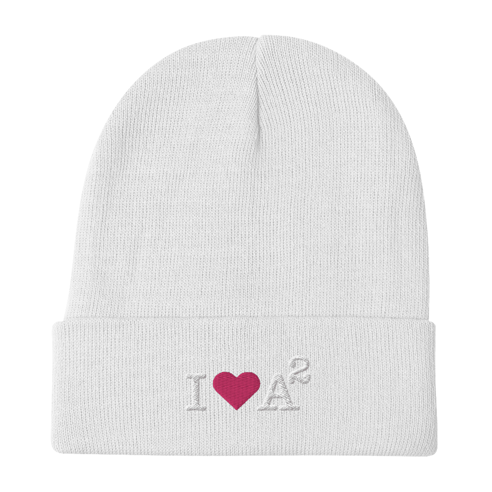 Ann Arbor 'I ❤️ A²' Winter Beanie | White/Black Embroidery - Circumspice Michigan