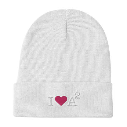 Ann Arbor 'I ❤️ A²' Winter Beanie | White/Black Embroidery - Circumspice Michigan