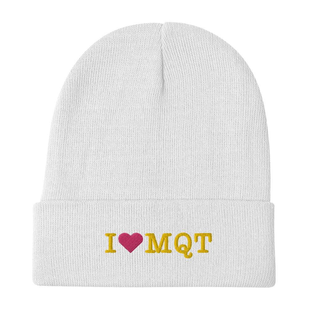 Marquette 'I ❤️ MQT' Winter Beanie | Gold Embroidery - Circumspice Michigan