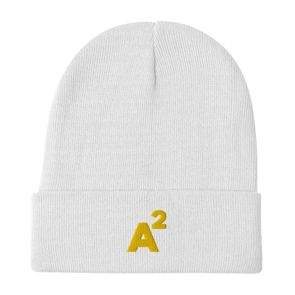 Ann Arbor 'A²' Winter Beanie (Geometric Sans Font) | Gold Embroidery - Circumspice Michigan