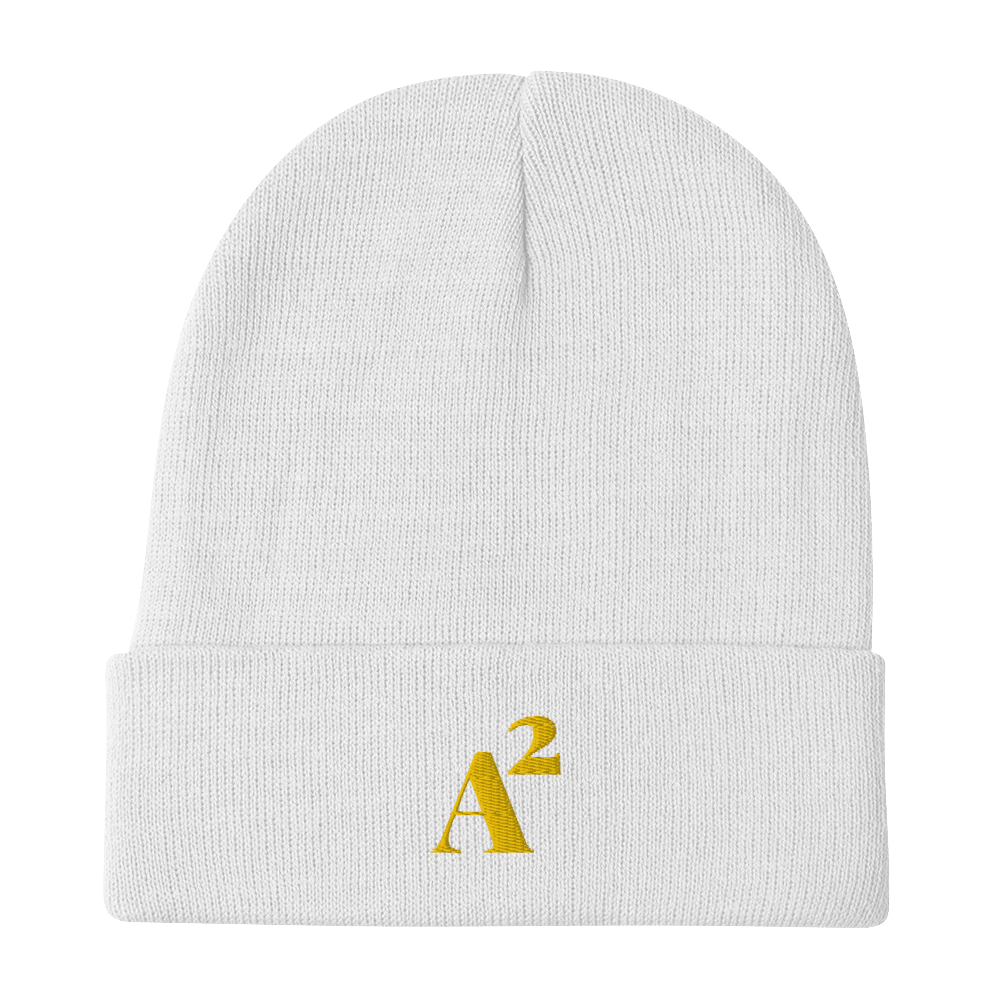 Ann Arbor 'A²' Winter Beanie (Fancy Serif Font) | Gold Embroidery - Circumspice Michigan