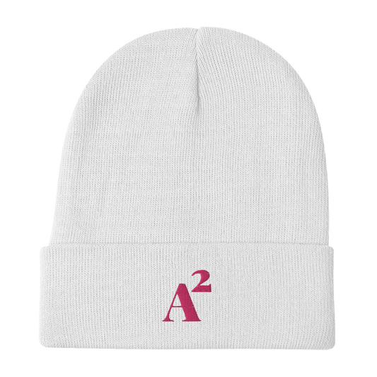 Ann Arbor 'A²' Winter Beanie (Fancy Serif Font) | Pink Embroidery - Circumspice Michigan