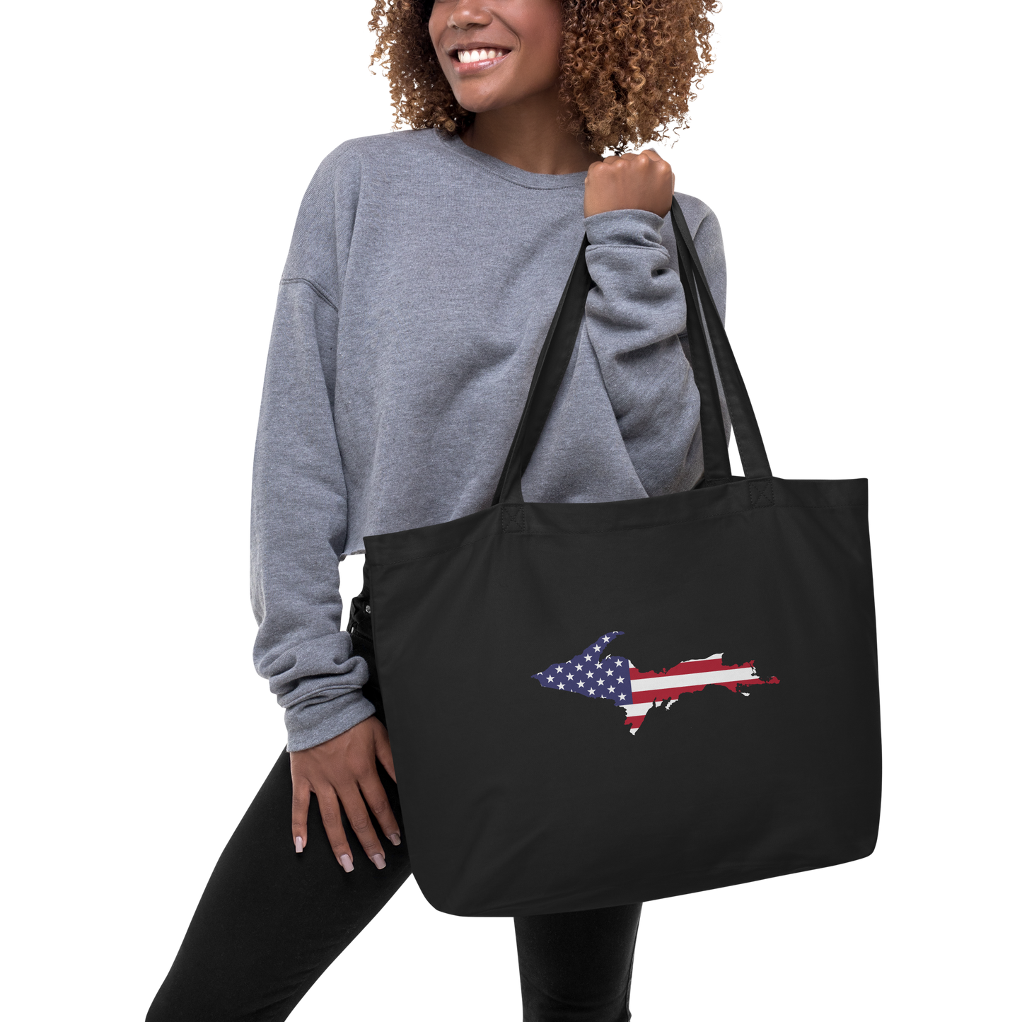 Michigan Upper Peninsula Large Tote Bag (w/ UP USA Flag Outline)