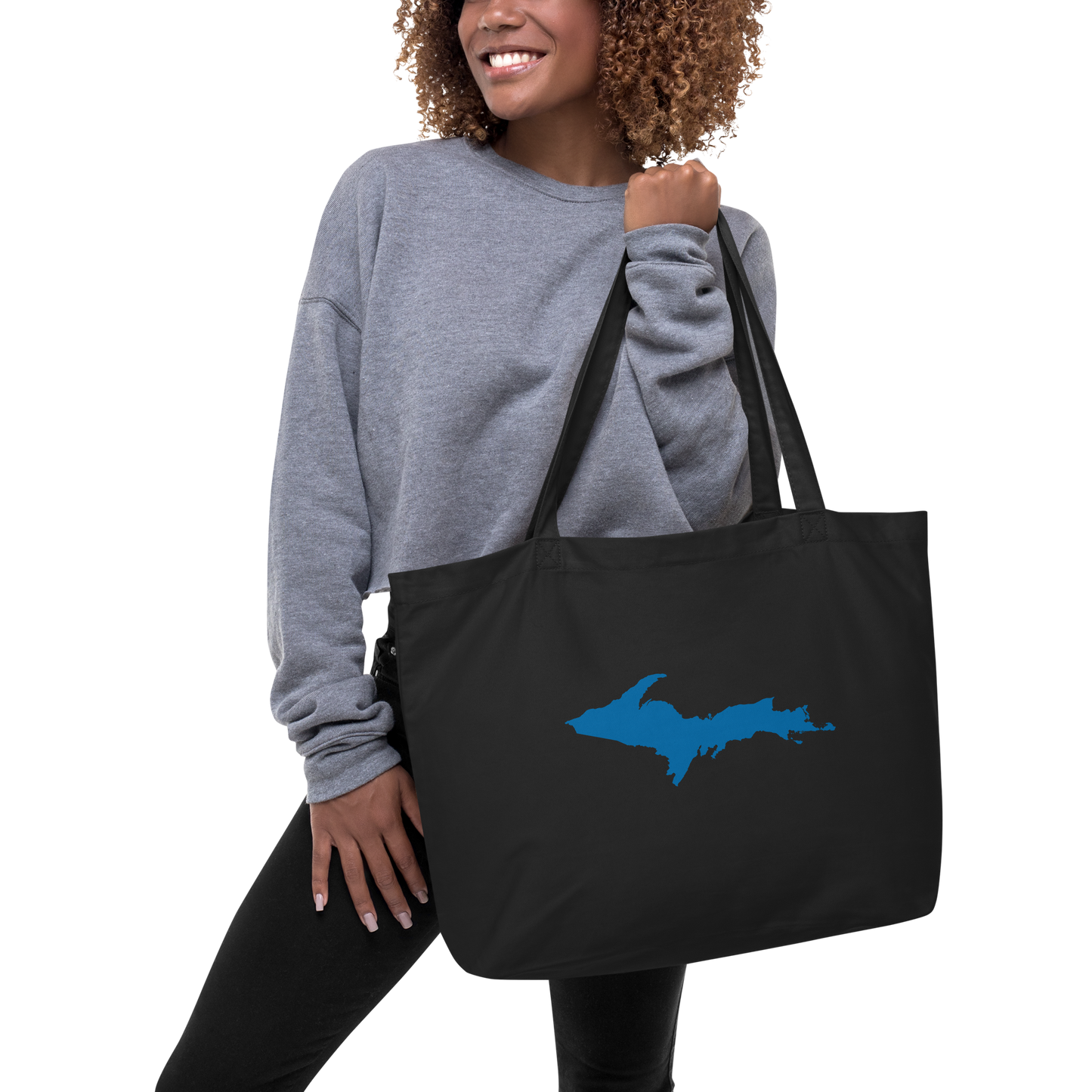 Michigan Upper Peninsula Large Tote Bag (w/ Azure UP Outline)