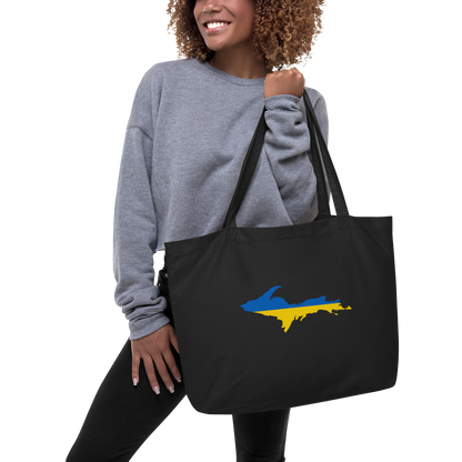 Michigan Upper Peninsula Large Tote Bag (w/ UP Ukraine Flag Outline)