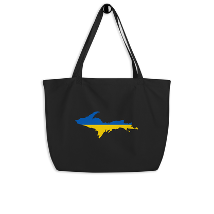 Michigan Upper Peninsula Large Tote Bag (w/ UP Ukraine Flag Outline)