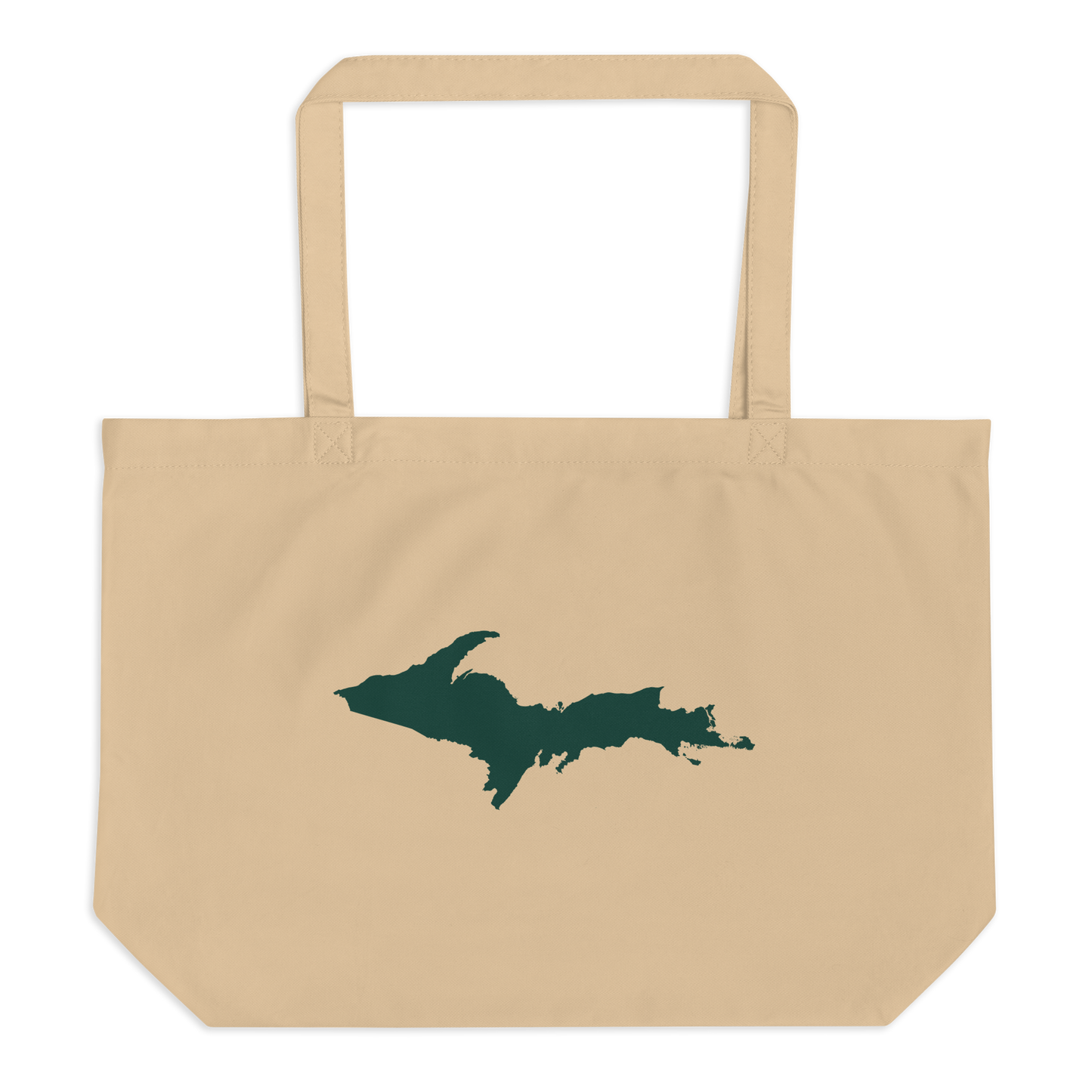 Michigan Upper Peninsula Large Tote Bag (w/ Green UP Outline)