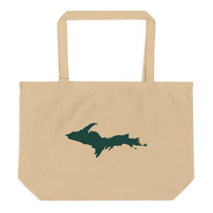 Michigan Upper Peninsula Large Tote Bag (w/ Green UP Outline)