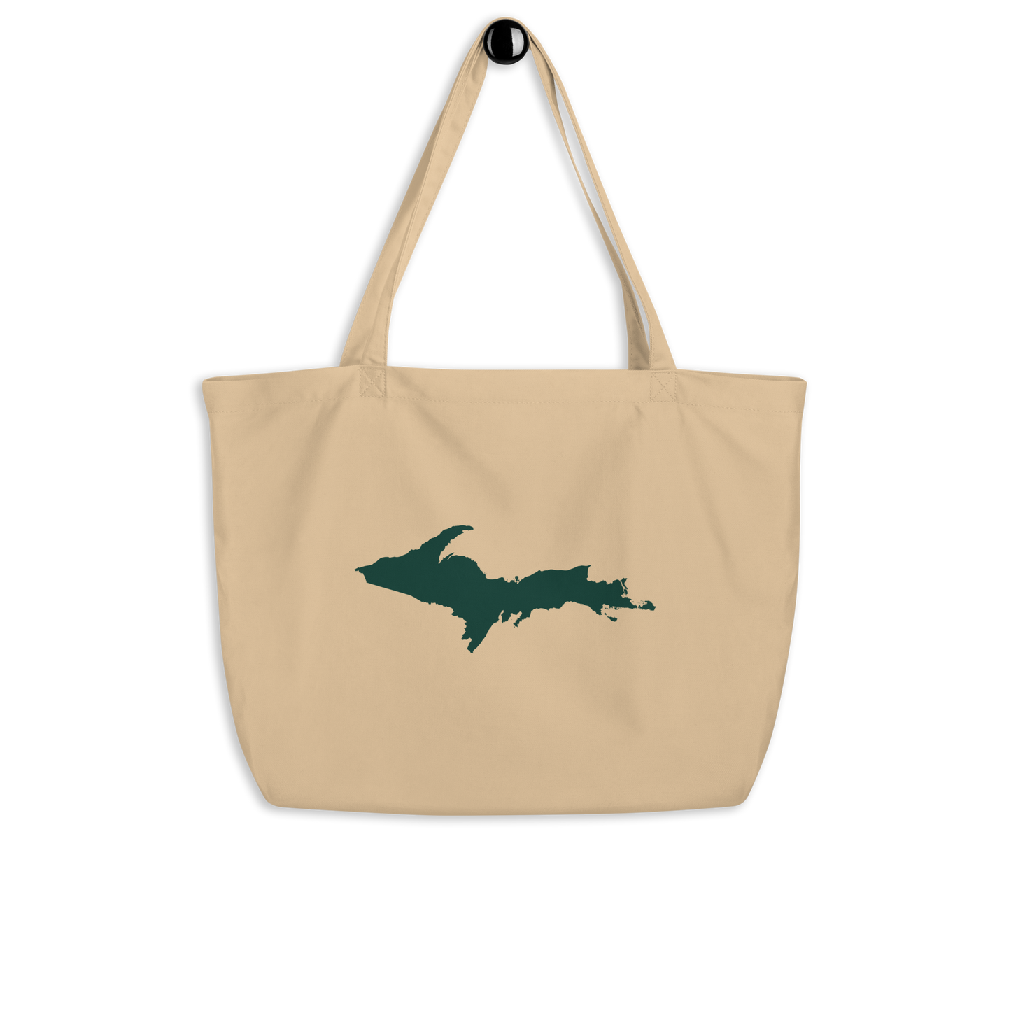 Michigan Upper Peninsula Large Tote Bag (w/ Green UP Outline)