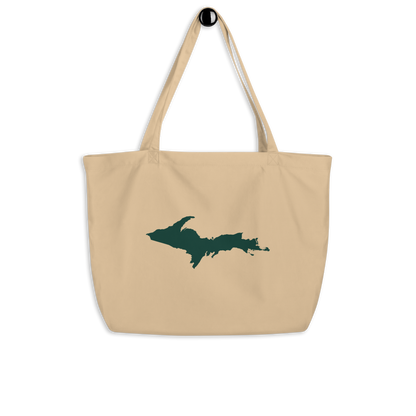 Michigan Upper Peninsula Large Tote Bag (w/ Green UP Outline)