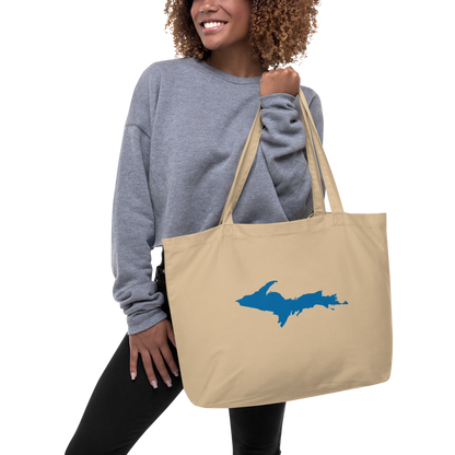 Michigan Upper Peninsula Large Tote Bag (w/ Azure UP Outline)