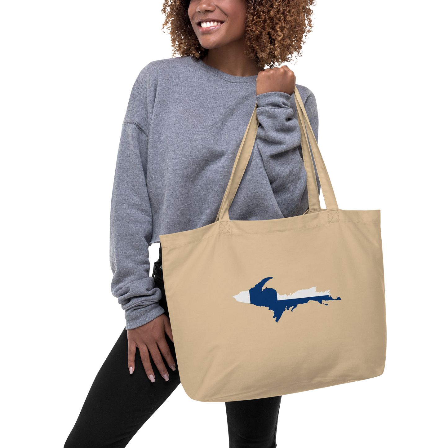 Michigan Upper Peninsula Large Tote Bag (w/ UP Finland Flag Outline)