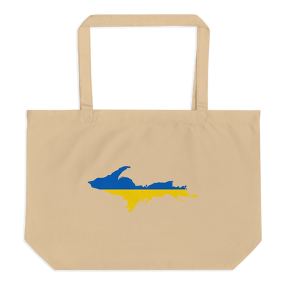 Michigan Upper Peninsula Large Tote Bag (w/ UP Ukraine Flag Outline)