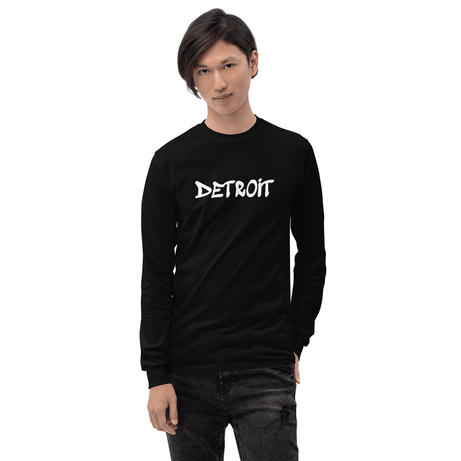 'Detroit' T-Shirt (1980s Hip Hop Font) | Unisex Long Sleeve - Circumspice Michigan