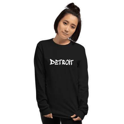 'Detroit' T-Shirt (1980s Hip Hop Font) | Unisex Long Sleeve - Circumspice Michigan