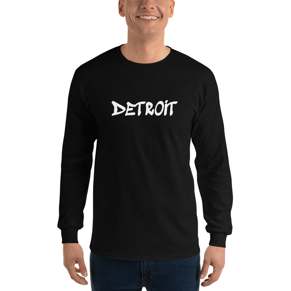 'Detroit' T-Shirt (1980s Hip Hop Font) | Unisex Long Sleeve - Circumspice Michigan