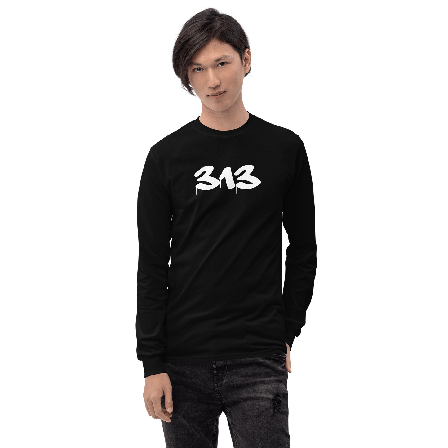 Detroit '313' T-Shirt (Tag Font) | Unisex Long Sleeve - Circumspice Michigan