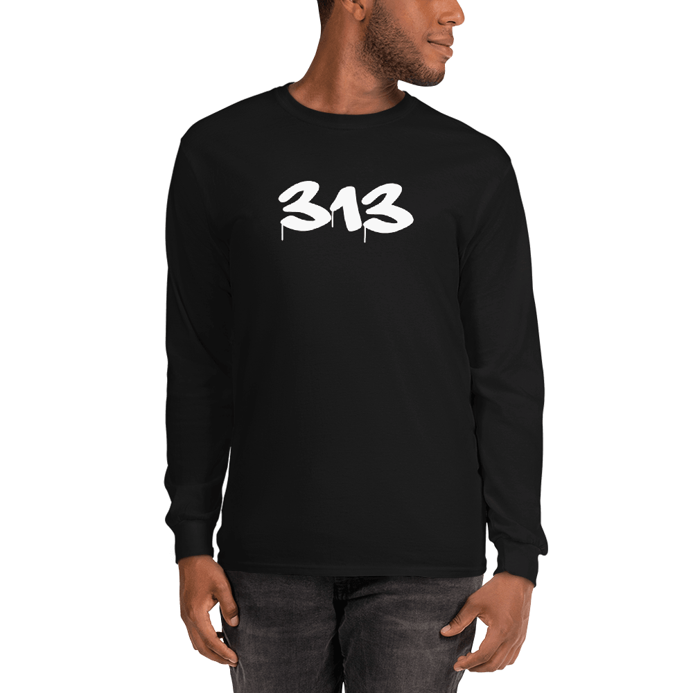 Detroit '313' T-Shirt (Tag Font) | Unisex Long Sleeve - Circumspice Michigan