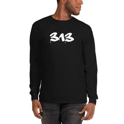 Detroit '313' T-Shirt (Tag Font) | Unisex Long Sleeve - Circumspice Michigan