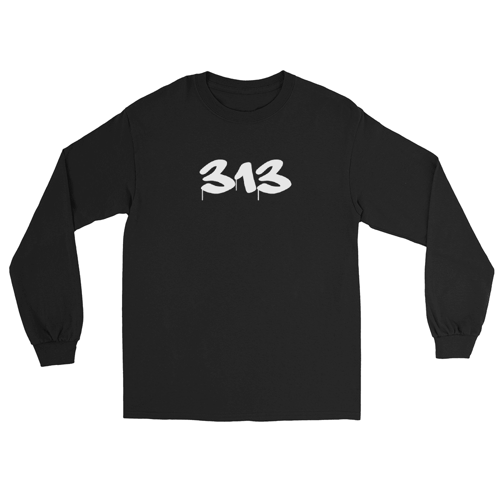 Detroit '313' T-Shirt (Tag Font) | Unisex Long Sleeve - Circumspice Michigan