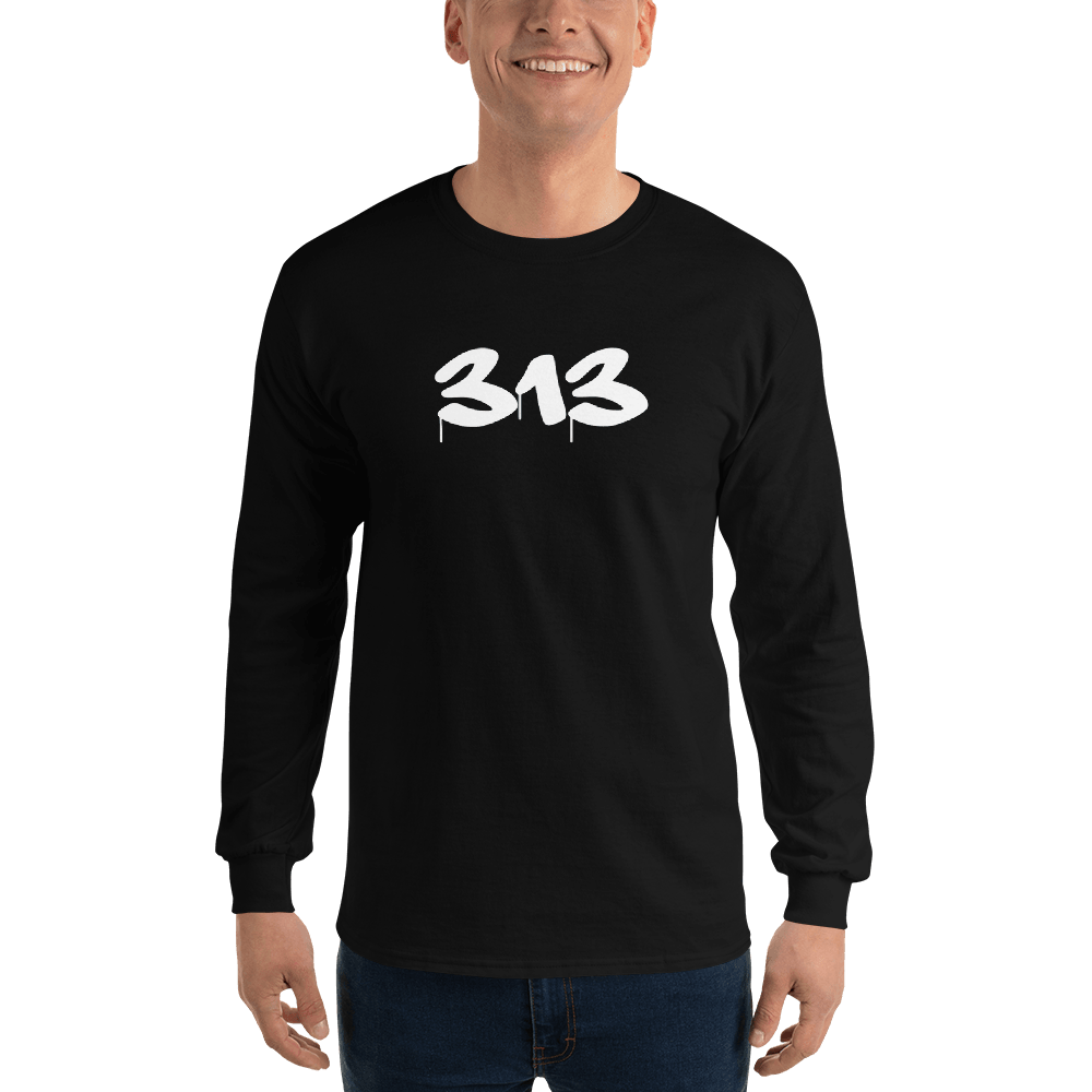 Detroit '313' T-Shirt (Tag Font) | Unisex Long Sleeve - Circumspice Michigan