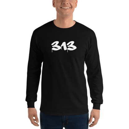 Detroit '313' T-Shirt (Tag Font) | Unisex Long Sleeve - Circumspice Michigan