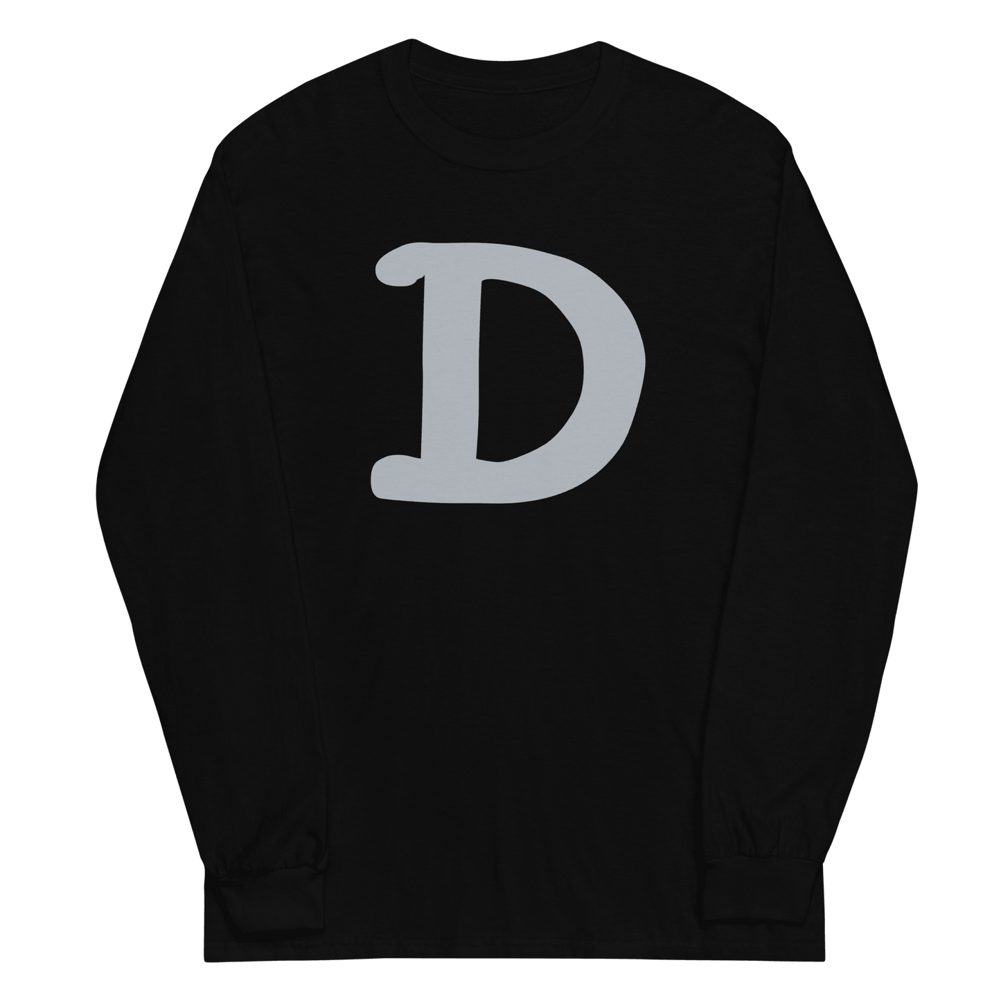 Detroit 'Old French D' T-Shirt (Silver Full Body Outline) | Unisex Long Sleeve - Circumspice Michigan