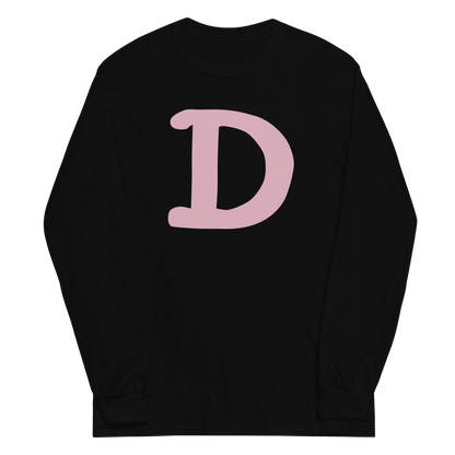 Detroit 'Old French D' T-Shirt (Pink Full Body Outline) | Unisex Long Sleeve - Circumspice Michigan