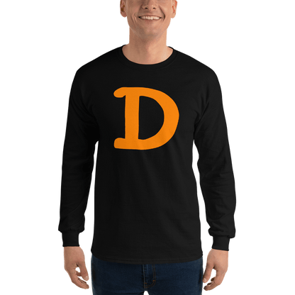 Detroit 'Old French D' T-Shirt (Orange Full Body Outline) | Unisex Long Sleeve - Circumspice Michigan