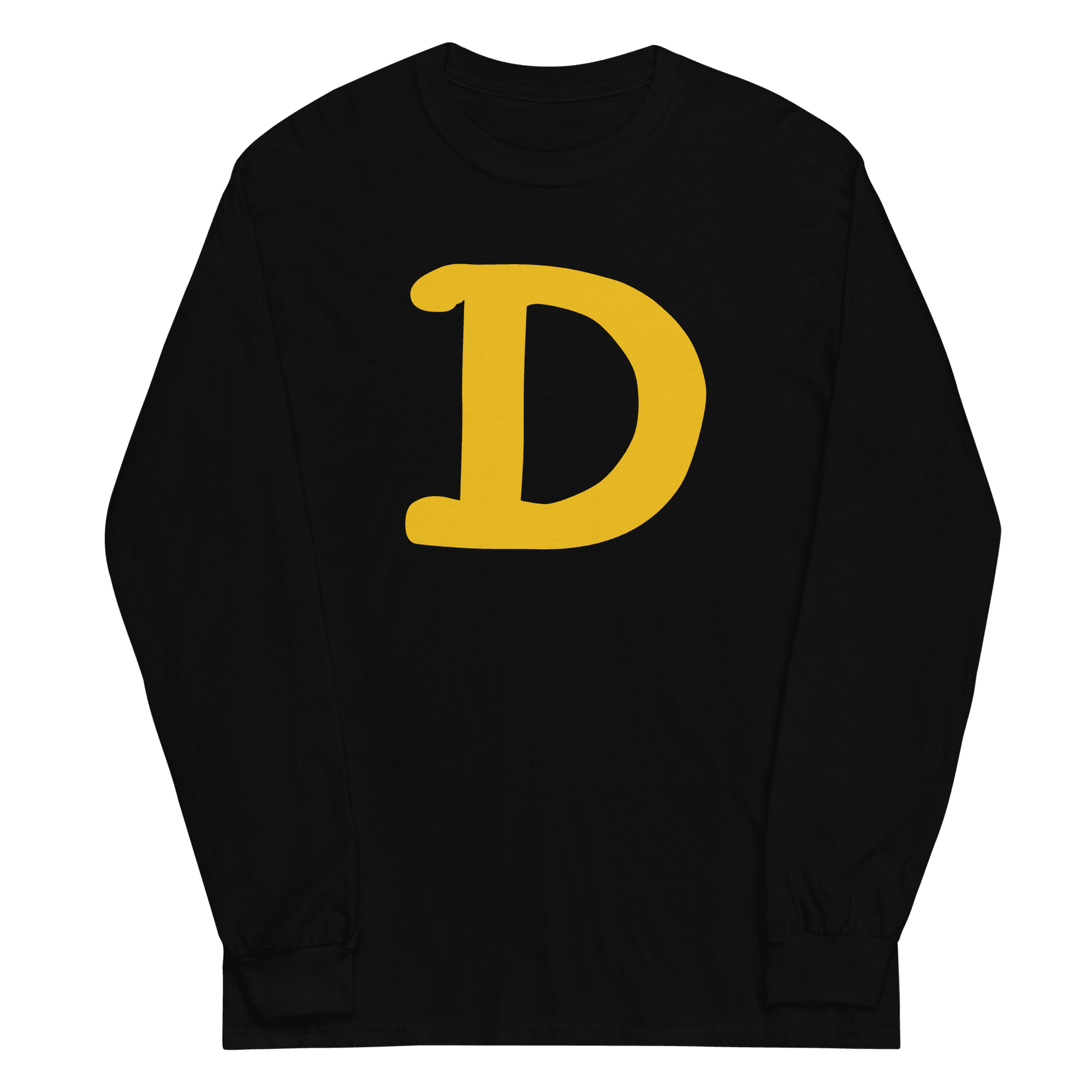 Detroit 'Old French D' T-Shirt (Gold Full Body Outline) | Unisex Long Sleeve - Circumspice Michigan