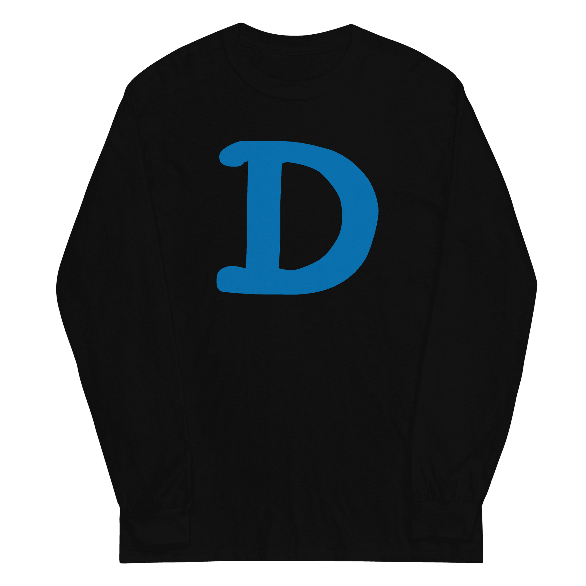 Detroit 'Old French D' T-Shirt (Azure Full Body Outline) | Unisex Long Sleeve - Circumspice Michigan