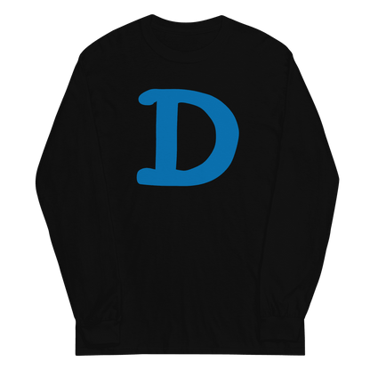 Detroit 'Old French D' T-Shirt (Azure Full Body Outline) | Unisex Long Sleeve - Circumspice Michigan