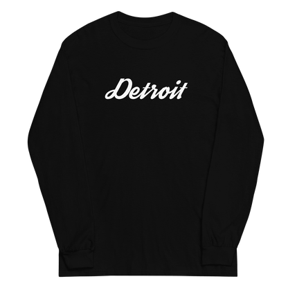 'Detroit' T-Shirt (Retro Script Font) | Unisex Long Sleeve - Circumspice Michigan